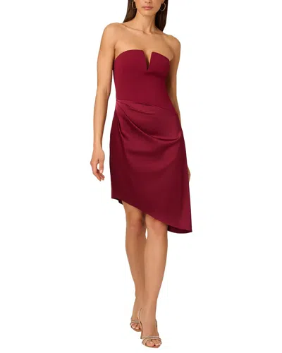 Adrianna Papell Asymmetrical Dress In Burgundy