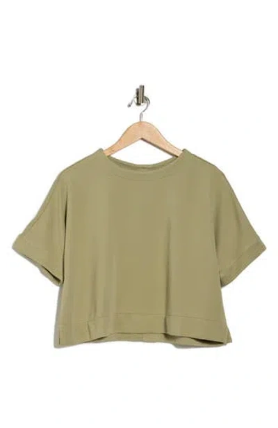 Adrianna Papell Back Button Ottoman Rib Knit Top In Green