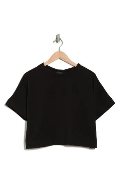 Adrianna Papell Back Button Ottoman Rib Knit Top In Black