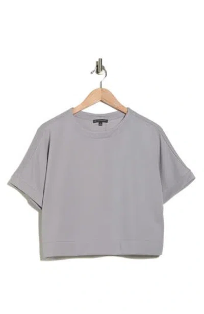 Adrianna Papell Back Button Ottoman Rib Knit Top In Gray