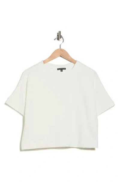 Adrianna Papell Back Button Ottoman Rib Knit Top In White