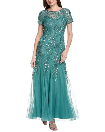 Adrianna Papell Bead & Sequin Maxi Dress In Blue
