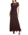 Adrianna Papell Bead & Sequin Maxi Dress In Purple