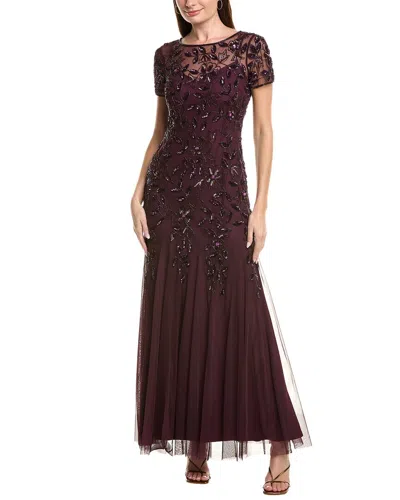 Adrianna Papell Bead & Sequin Maxi Dress In Purple