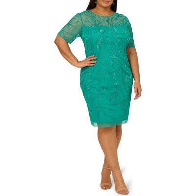 Adrianna Papell Bead Embellished Cocktail Dress In Green