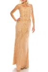 Adrianna Papell Beaded And Sequin Strapless Dress In Champagne In White