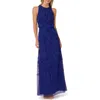 Adrianna Papell Beaded Blouson Cocktail Maxi Dress In Blue