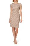 Adrianna Papell Womens Sequin Beaded Cocktail And Party Dress In Marble