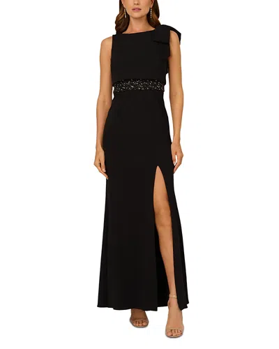 Adrianna Papell Beaded Crepe Popover Dress In Black