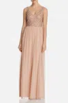 Adrianna Papell Beaded Evening Gown In Blush In Neutral
