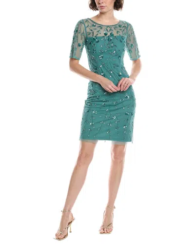 Adrianna Papell Beaded Floral Midi Dress In Green