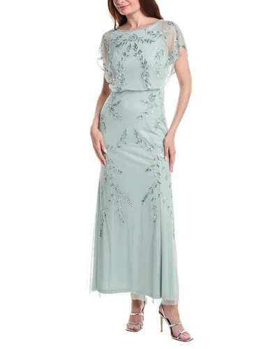 Adrianna Papell Beaded Flutter Blouson Dress In Green