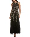 Adrianna Papell Beaded Godet Maxi Dress In Black