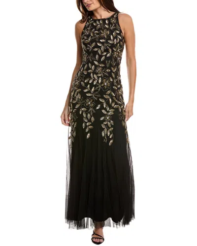 ADRIANNA PAPELL BEADED GODET MAXI DRESS