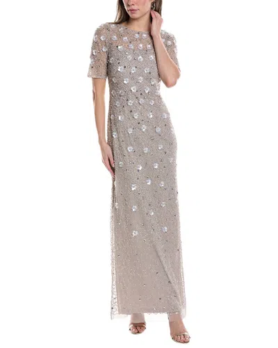Adrianna Papell Beaded Gown In Neutral
