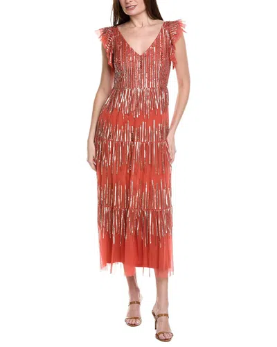 Adrianna Papell Beaded Gown In Orange