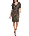 Adrianna Papell Beaded Lace Sheath Dress In Black