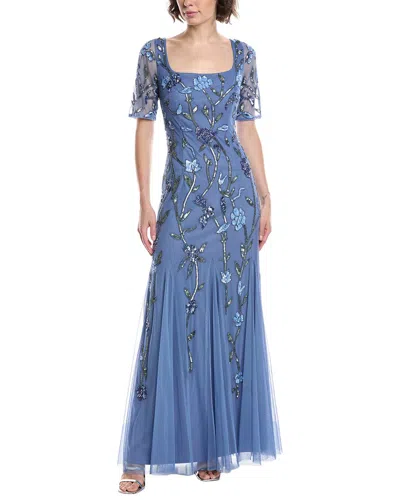 ADRIANNA PAPELL ADRIANNA PAPELL BEADED MESH GOWN