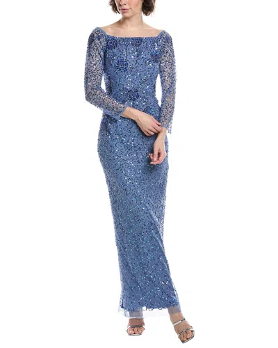 ADRIANNA PAPELL ADRIANNA PAPELL BEADED MESH GOWN