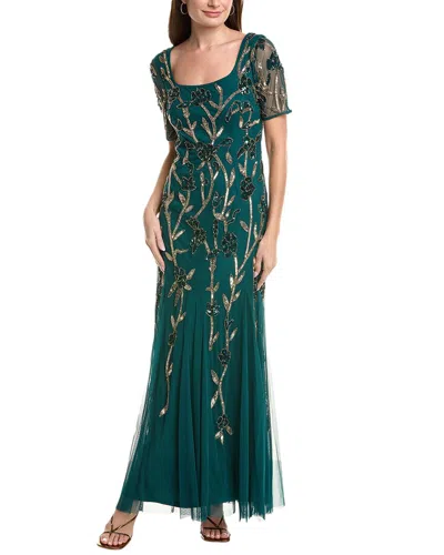 ADRIANNA PAPELL ADRIANNA PAPELL BEADED MESH GOWN