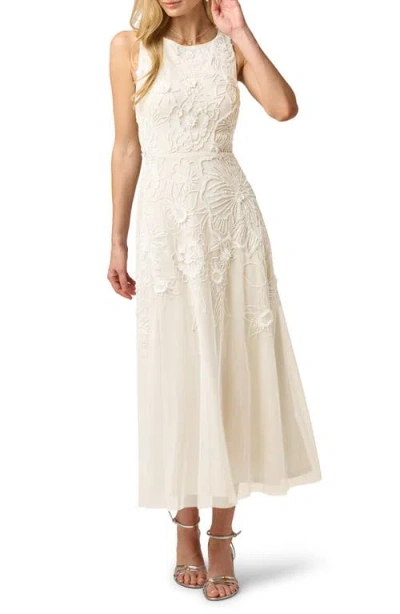 Adrianna Papell Beaded Mesh Sleeveless Gown In Blue