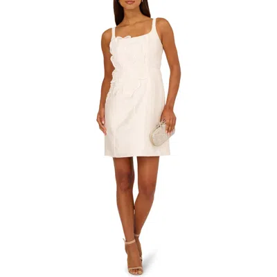 Adrianna Papell Beaded Petal Mikado Dress In White