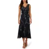 Adrianna Papell Beaded Sleeveless Midi Dress In Midnight Multi