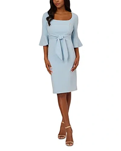 Adrianna Papell Bell Sleeve Tie Front Dress In Blue Mist