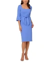 Adrianna Papell Bell Sleeve Tie Front Dress In Precious Periwinkle