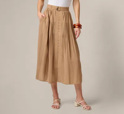 Adrianna Papell Belted A Line Pleated Midi Skirt In Taos Taupe In Neutral