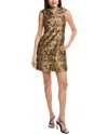 Adrianna Papell Bias Collar Shift Dress In Brown