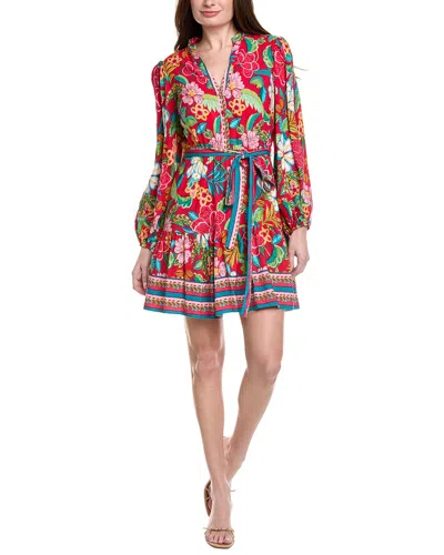 Adrianna Papell Bishop Sleeve Tropical Floral Mini Dress In Multi