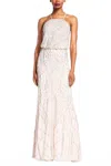 Adrianna Papell Blouson Beaded Evening Gown In Ivory In Multi