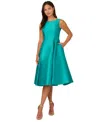 Adrianna Papell Boat-neck A-line Dress In Exotic Jade