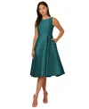 Adrianna Papell Boat-neck A-line Dress In Lily Teal
