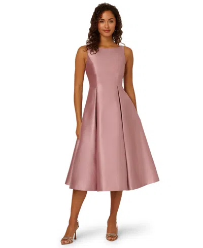 Adrianna Papell Boat-neck A-line Dress In Pink