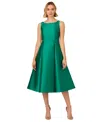 Adrianna Papell Boat-neck A-line Dress In Vivid Emerald