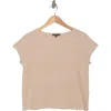 Adrianna Papell Boat Neck Cap Sleeve Seed Stitch Sweater In Champagne Blush