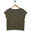 Adrianna Papell Boat Neck Cap Sleeve Seed Stitch Sweater In Cool Olive