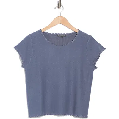 Adrianna Papell Boat Neck Cap Sleeve Seed Stitch Sweater In Dusty Blue