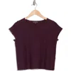 Adrianna Papell Boat Neck Cap Sleeve Seed Stitch Sweater In Plum