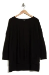 Adrianna Papell Boatneck Drop Shoulder Tunic In Black