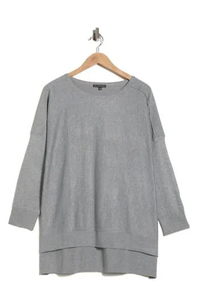 Adrianna Papell Boatneck Drop Shoulder Tunic In Gray