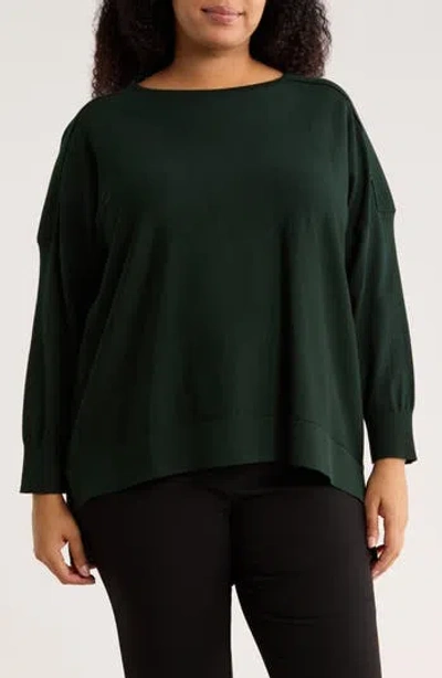Adrianna Papell Boatneck Drop Shoulder Tunic In Green
