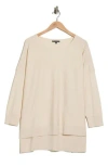 Adrianna Papell Boatneck Drop Shoulder Tunic In Neutral