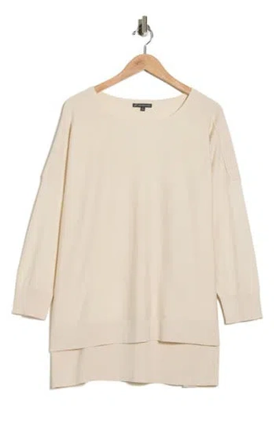 Adrianna Papell Boatneck Drop Shoulder Tunic In Neutral