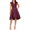Adrianna Papell Box Pleat High-low Mikado Dress In Burgundy
