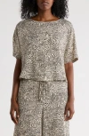 Adrianna Papell Boxy Short Sleeve Button-up Top In Multi