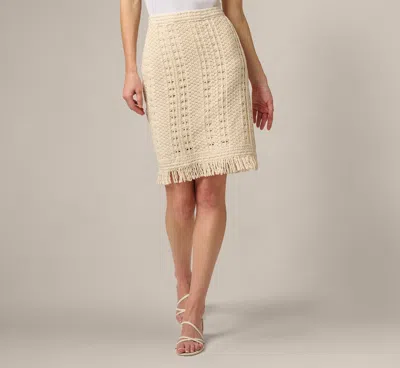 Adrianna Papell Cable Crochet Fringe Short Skirt In Cream In Neutral
