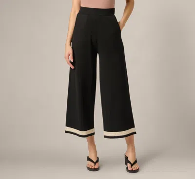 Adrianna Papell Cable Trim Sweater Knit Pant In Black Cream